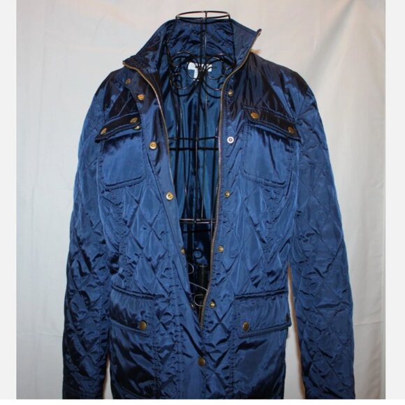 Charter Club Navy Blue Quilted Jacket Snap Front with Zipper and Pockets Medium - Picture 4 of 4
